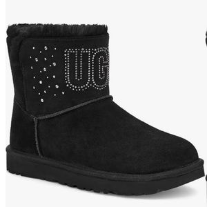 UGG CLASSIC GEM FAUX FUR LINED MINI BOOTS SZ 5 BLACK NWB from Nordstrom